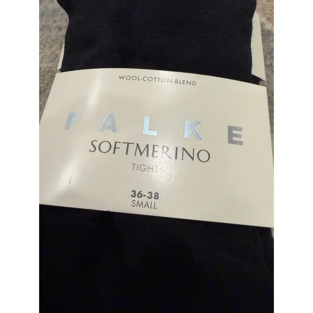FALKE Soft Merino Tights Black 36-38 Sz S Womens Wool Cotton Blend NWT $73